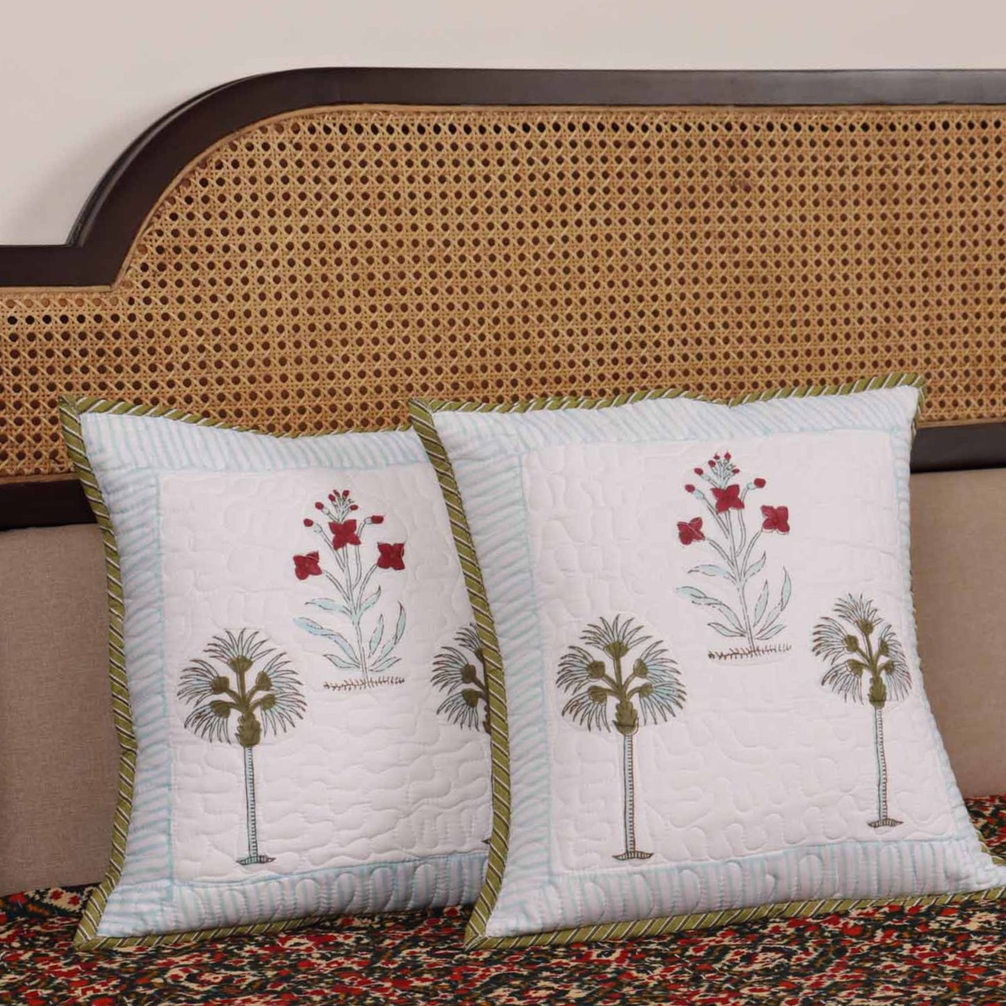 Pankhuri - Quilted Handblock Cushion Cover