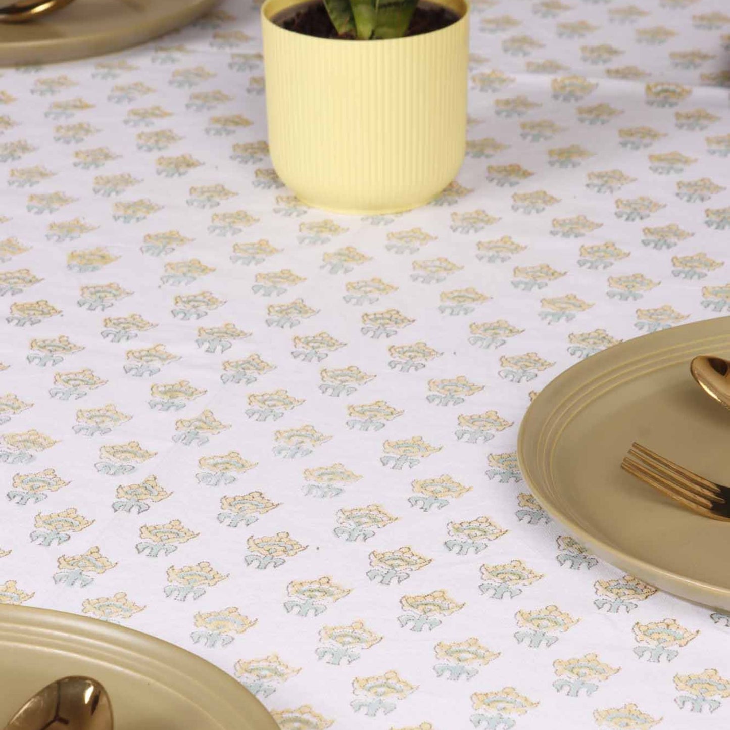 Phool Bahar - Hand Block Six & Eight Seater Dining Table Cover