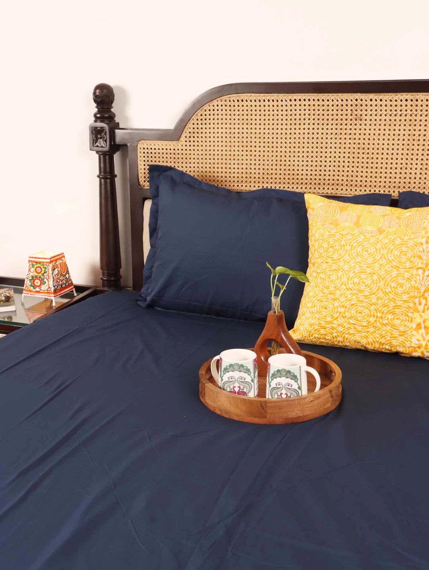 Solids - Blue - Flat I Fitted Percale Cotton Bedsheet (108x108 Inches)