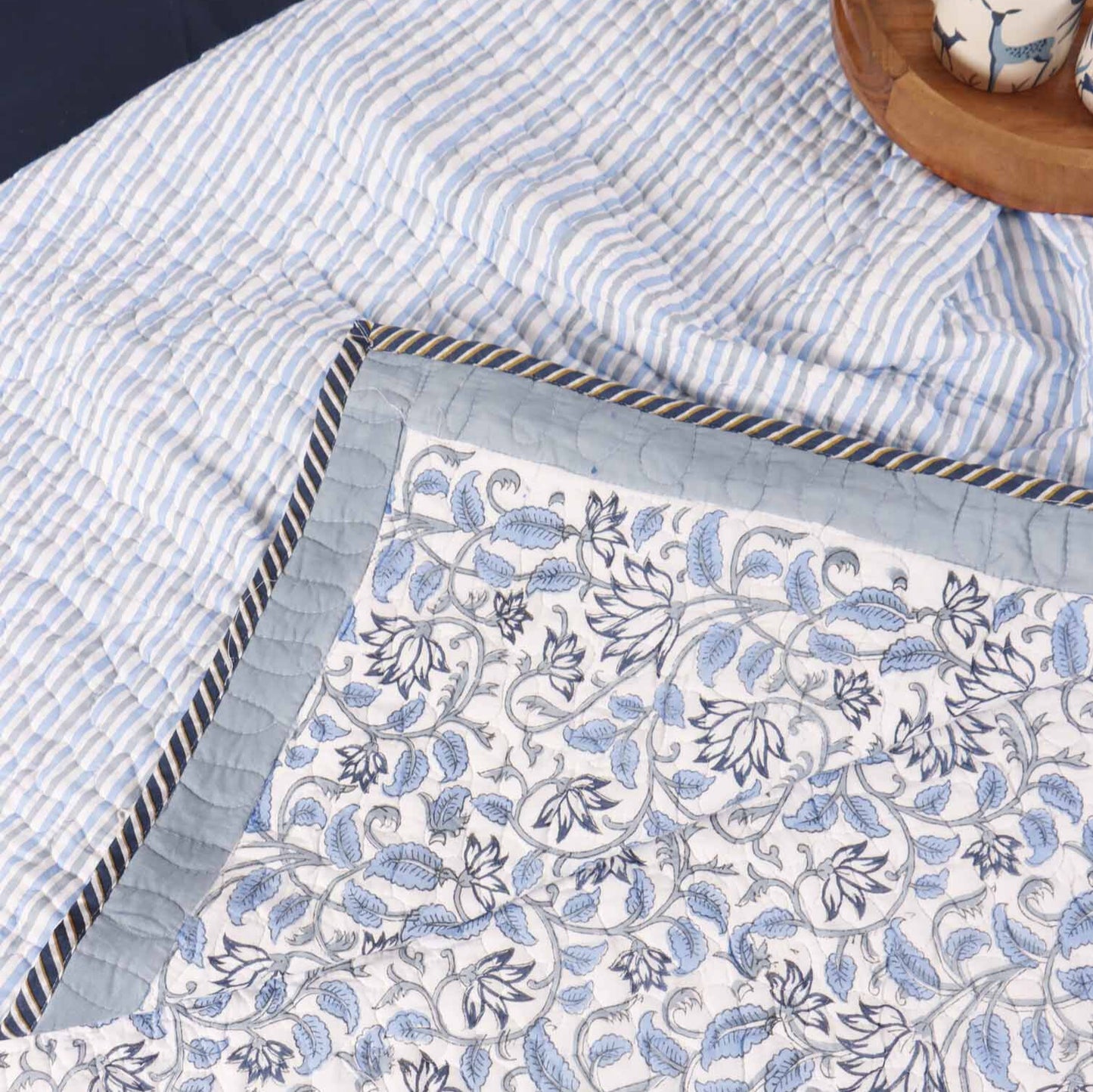 Nirmal - Quilted and Reversible Handblock Bedcover I Comforter