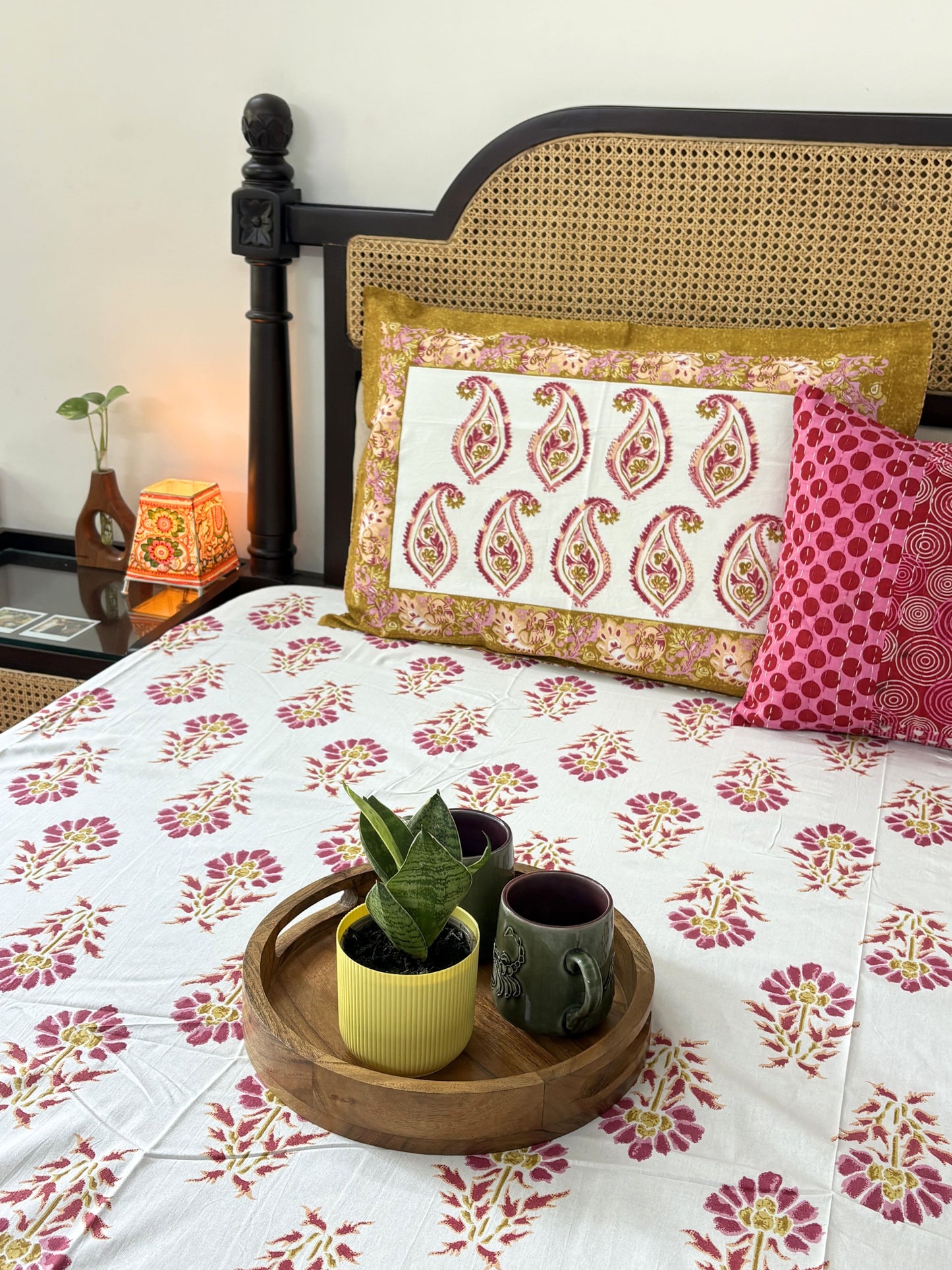 Sapphire Orange - Flat I Fitted Bedsheet (108x108 Inches)