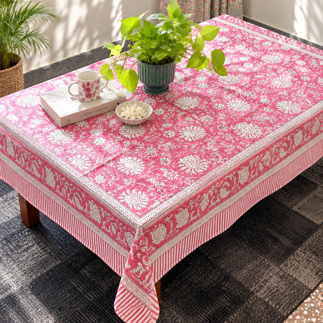 Gulabi - Hand Block Printed Center Table Cover