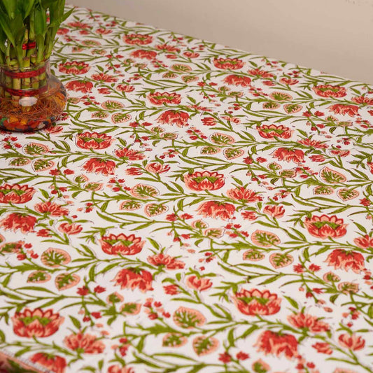 Khushamdeed - Hand Block Six seater Dining table cover