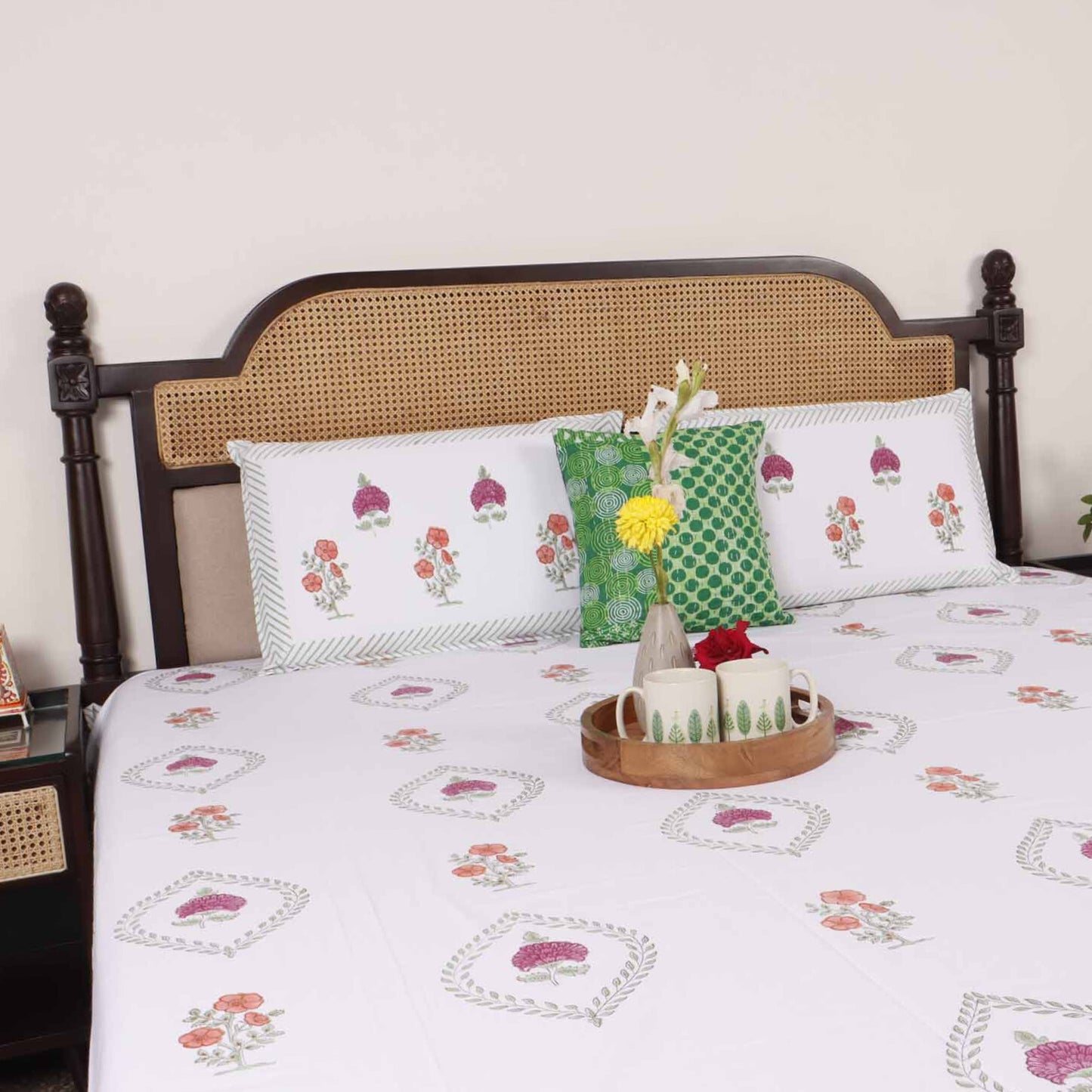 Rasbhari - Hand block Bedsheet (108x108 Inches)