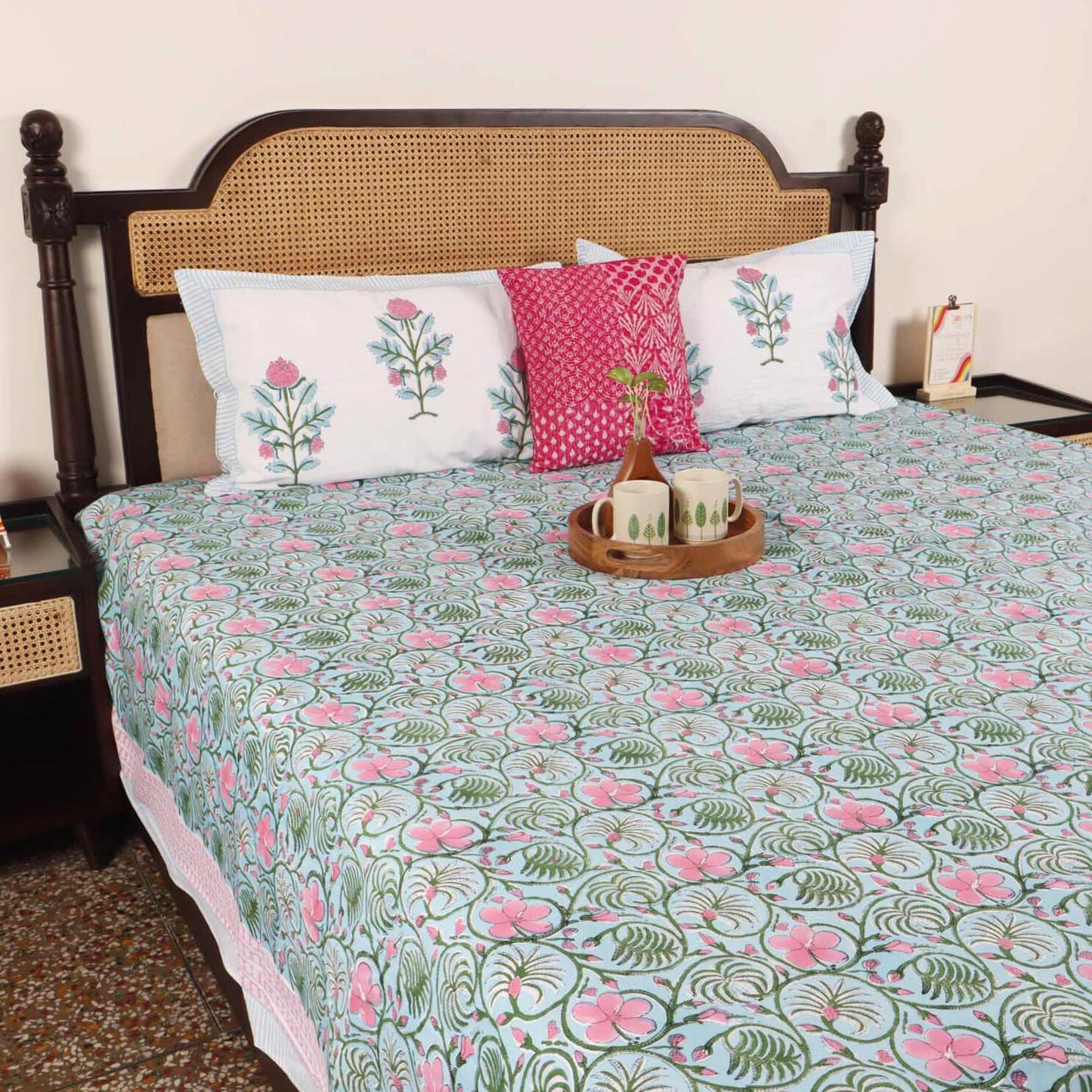 Seher - Hand block Bedsheet (108x108 Inches)