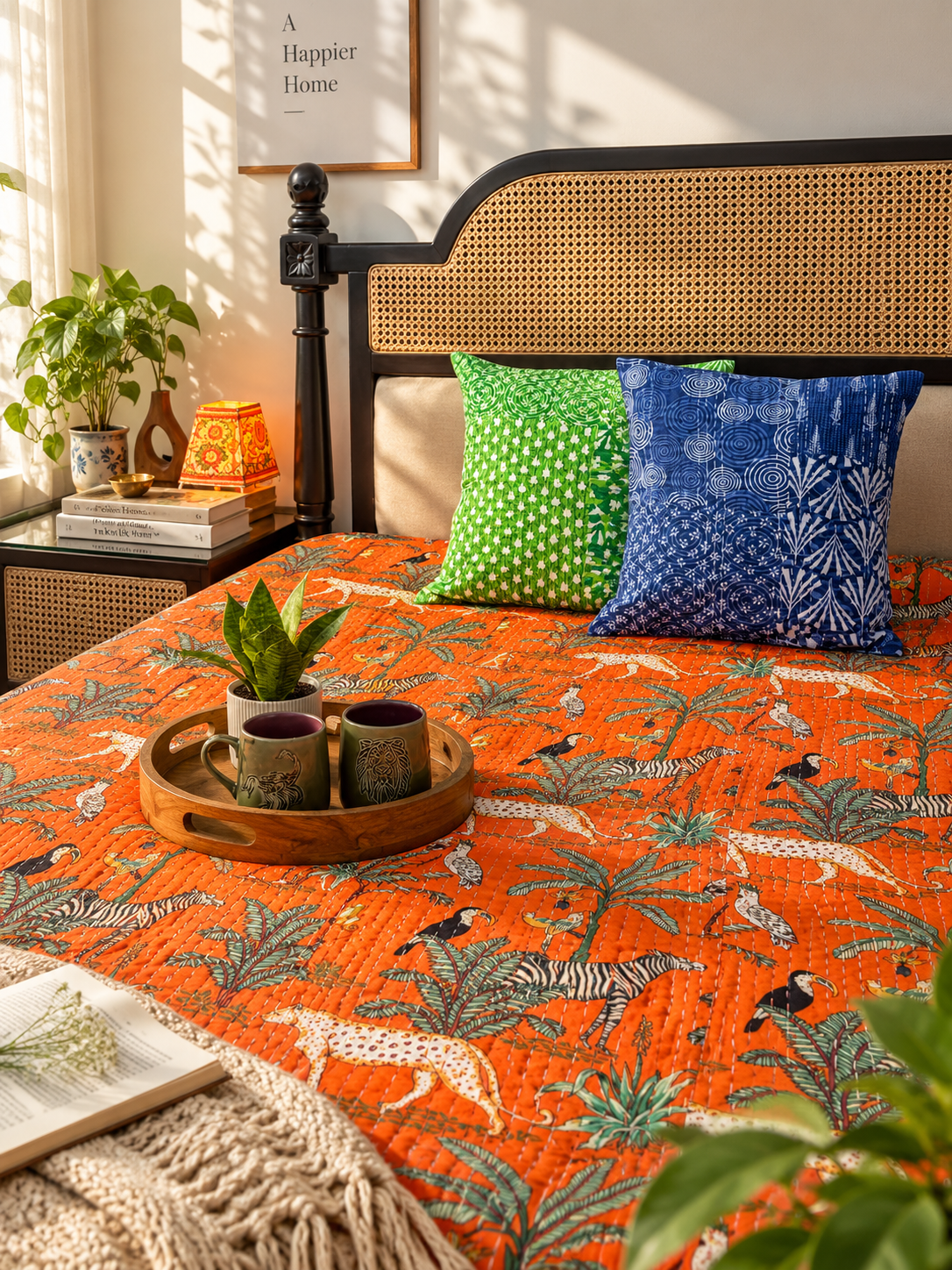 Jungle Safari - Kantha Stitch Bedcover