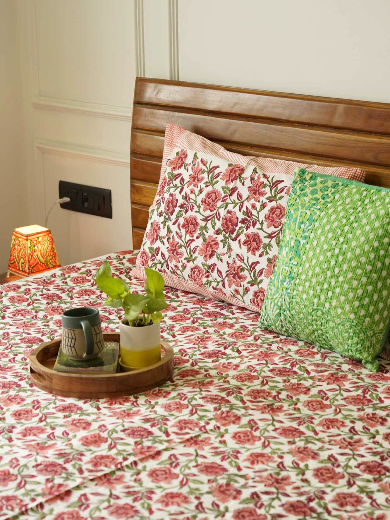 Gudhal - Hand block Bedsheet (100x108 Inches)