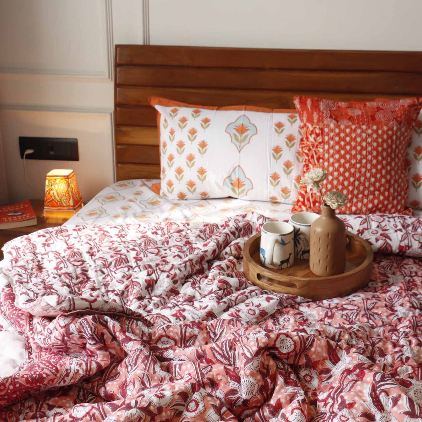 Starry Nights Red  - Single Bed/ Double Bed Razai/ Comforter