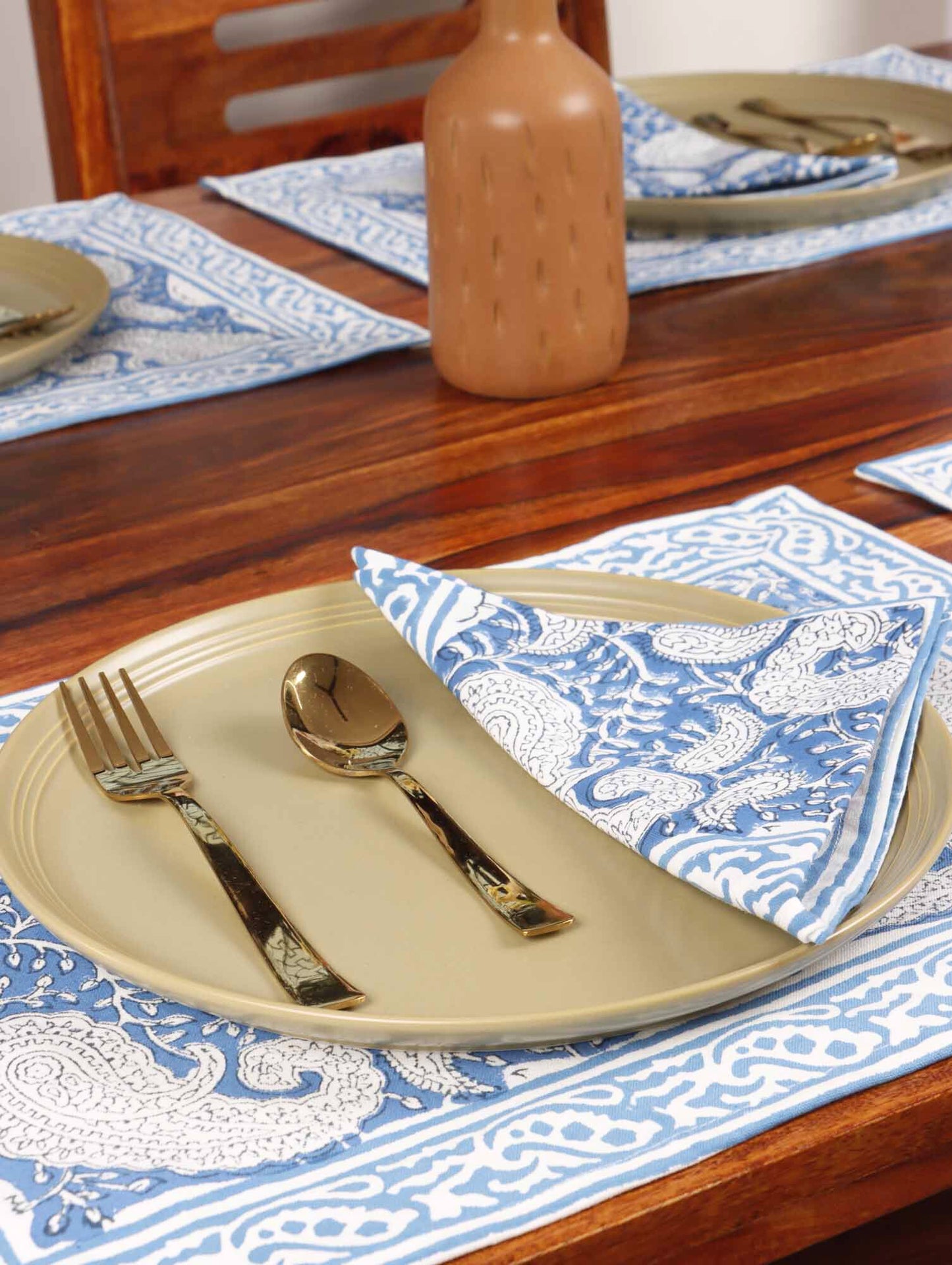 Neel Kamal - Hand Block Table Runner, Table Mats and Napkins
