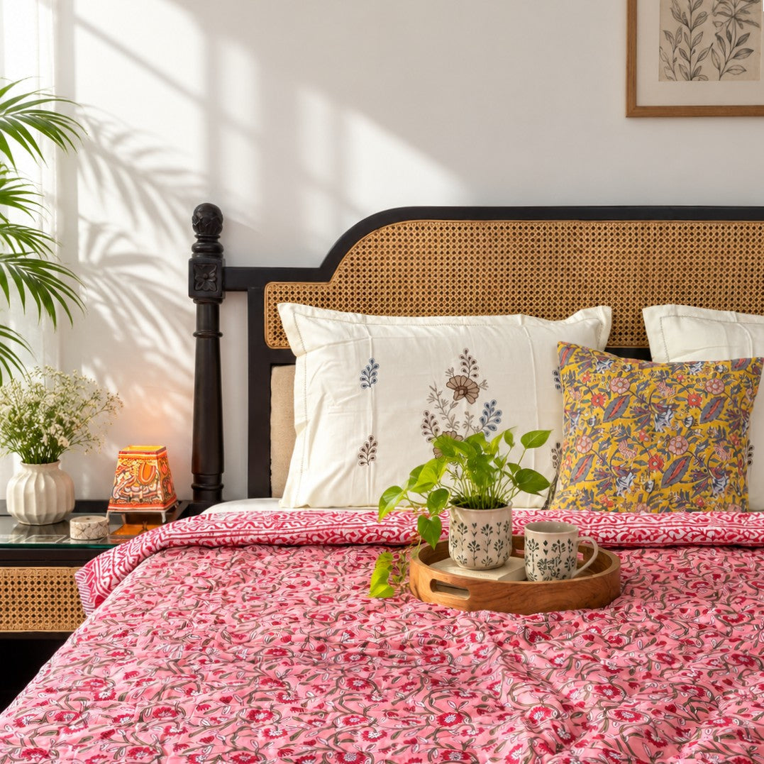 Jugni Pink - Single Bed Quilt