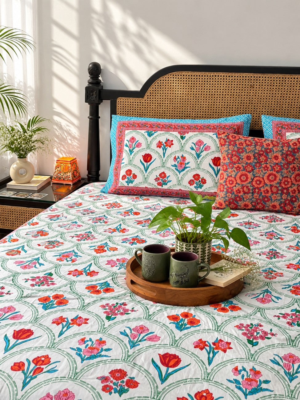 Ambarsariya - Red - Flat I Fitted Bedsheet (90x108 Inches)