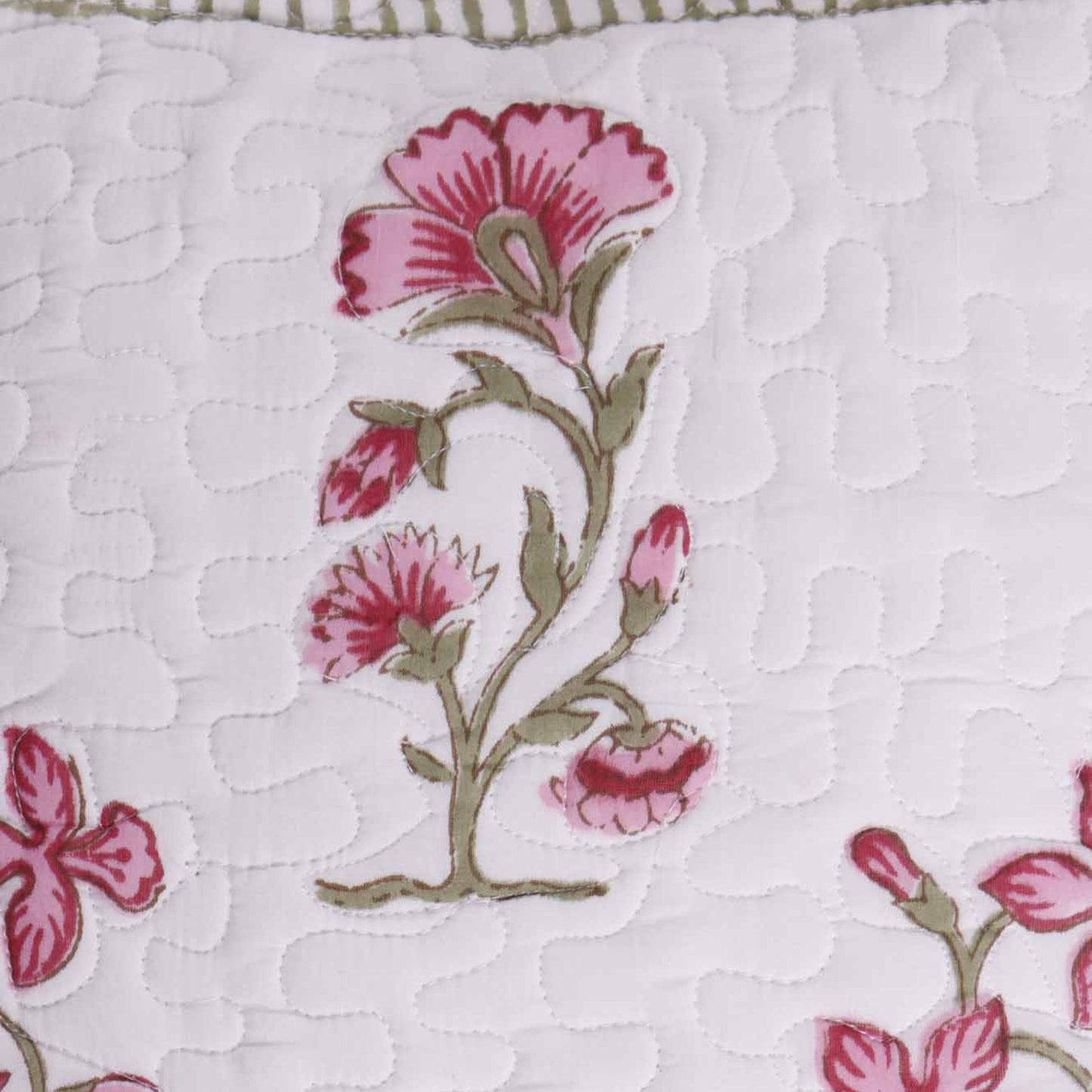 Rukmini - Quilted Handblock Cushion Cover