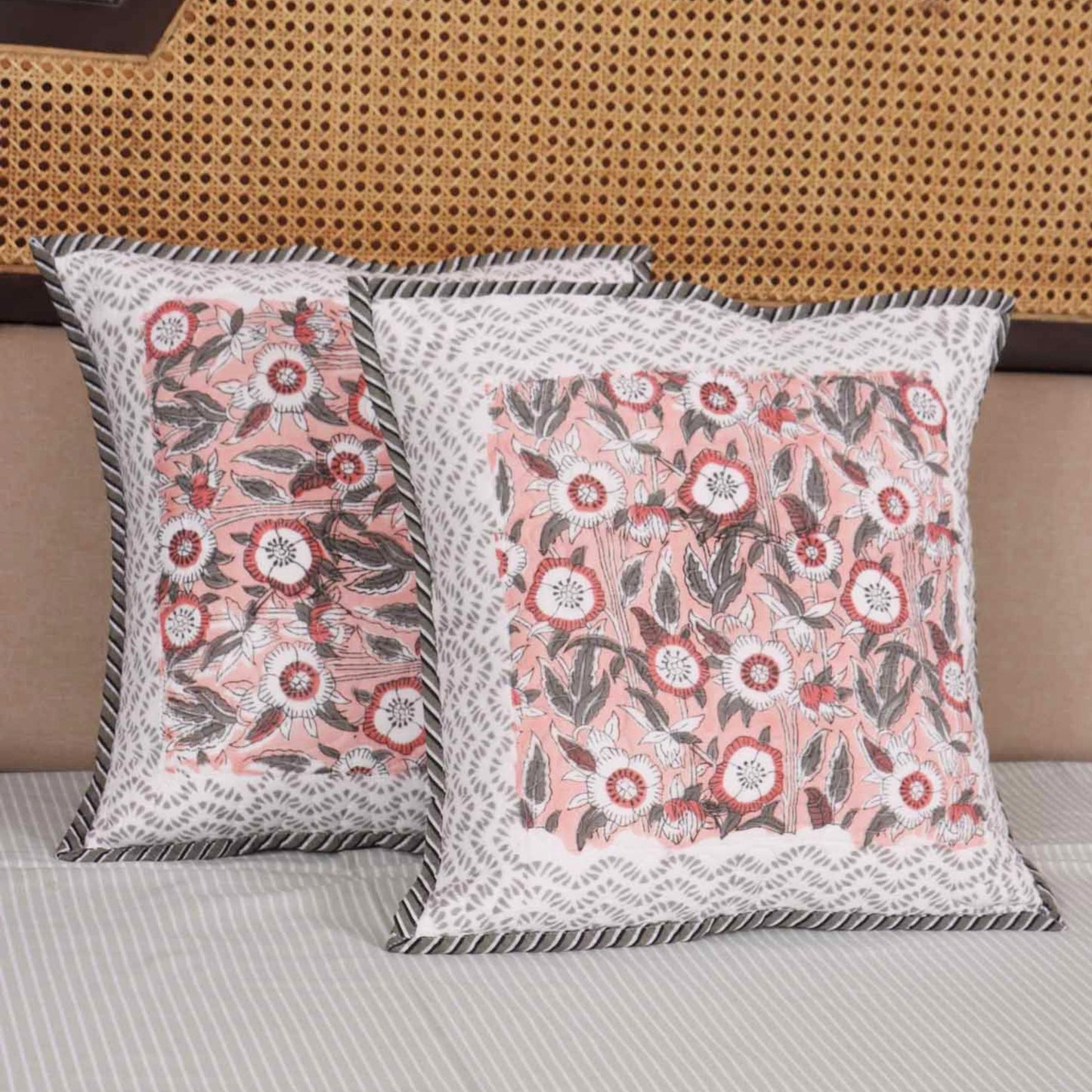Mallika - Quilted Handblock Cushion Cover