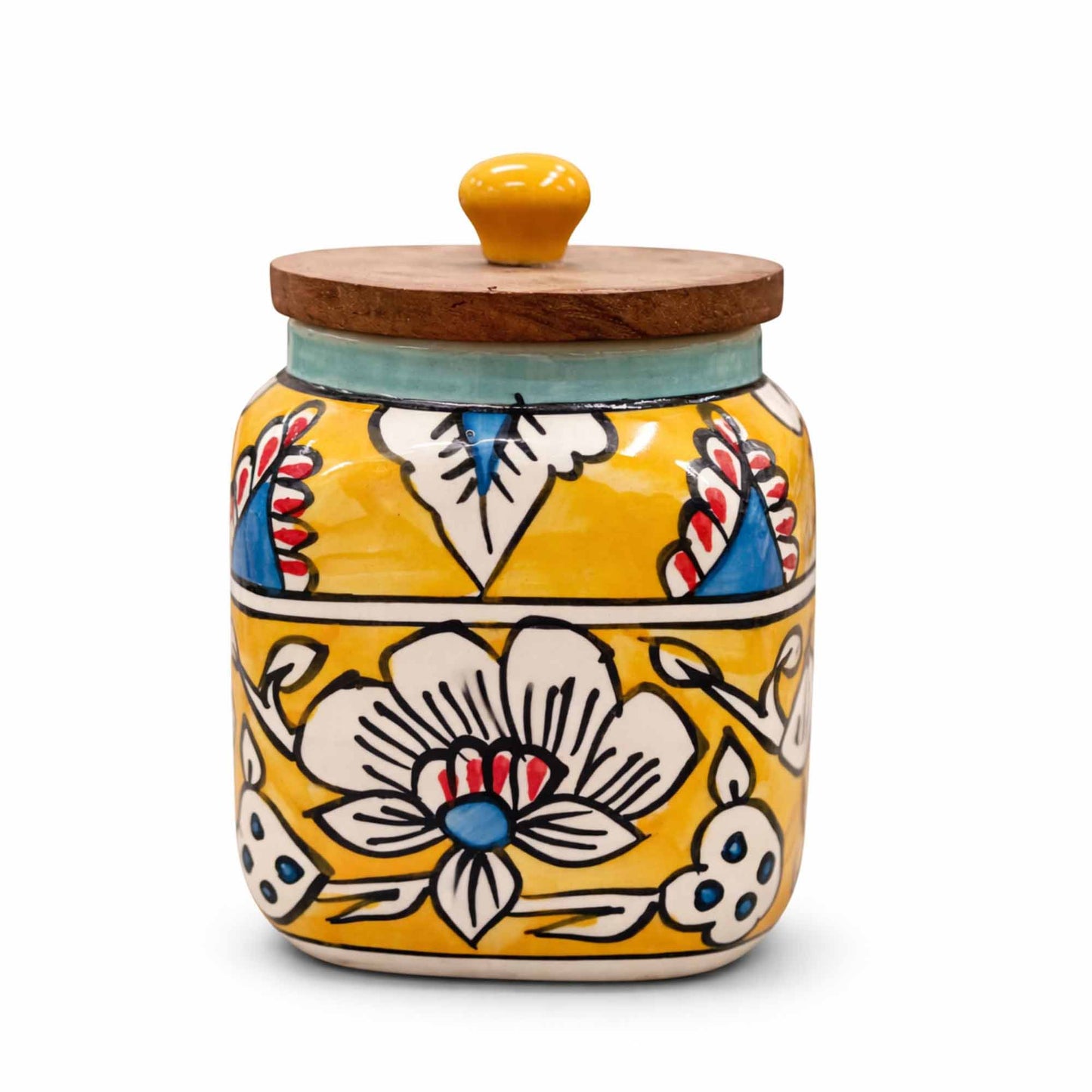 Hand Painted Ceramic Storage Jars - Set Of 2