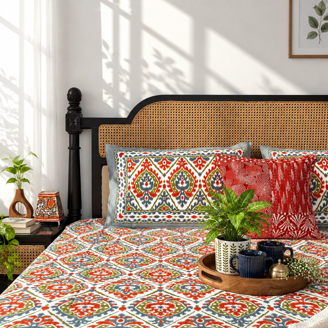 Dohar Bedding Set - Ikkat Orange