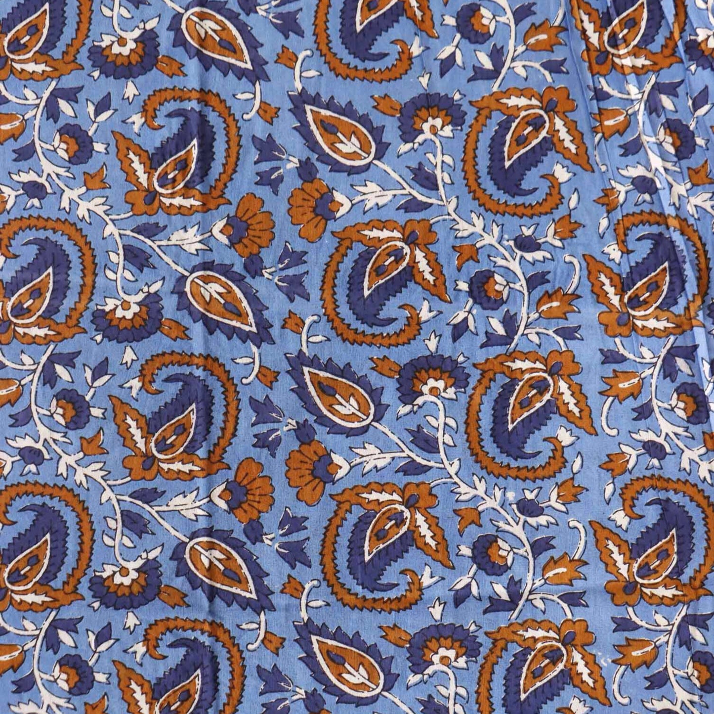 Kalamkari Pastel Blue – Flat I Fitted Bedsheet (90x108 Inches)