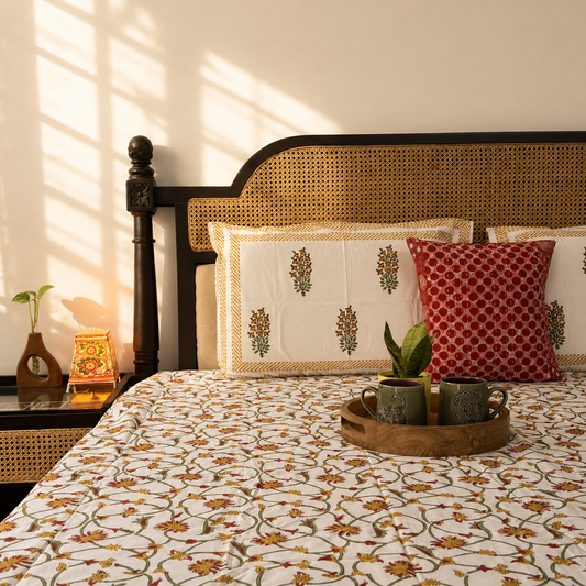 Meher - Hand block Bedsheet (108x108 Inches)