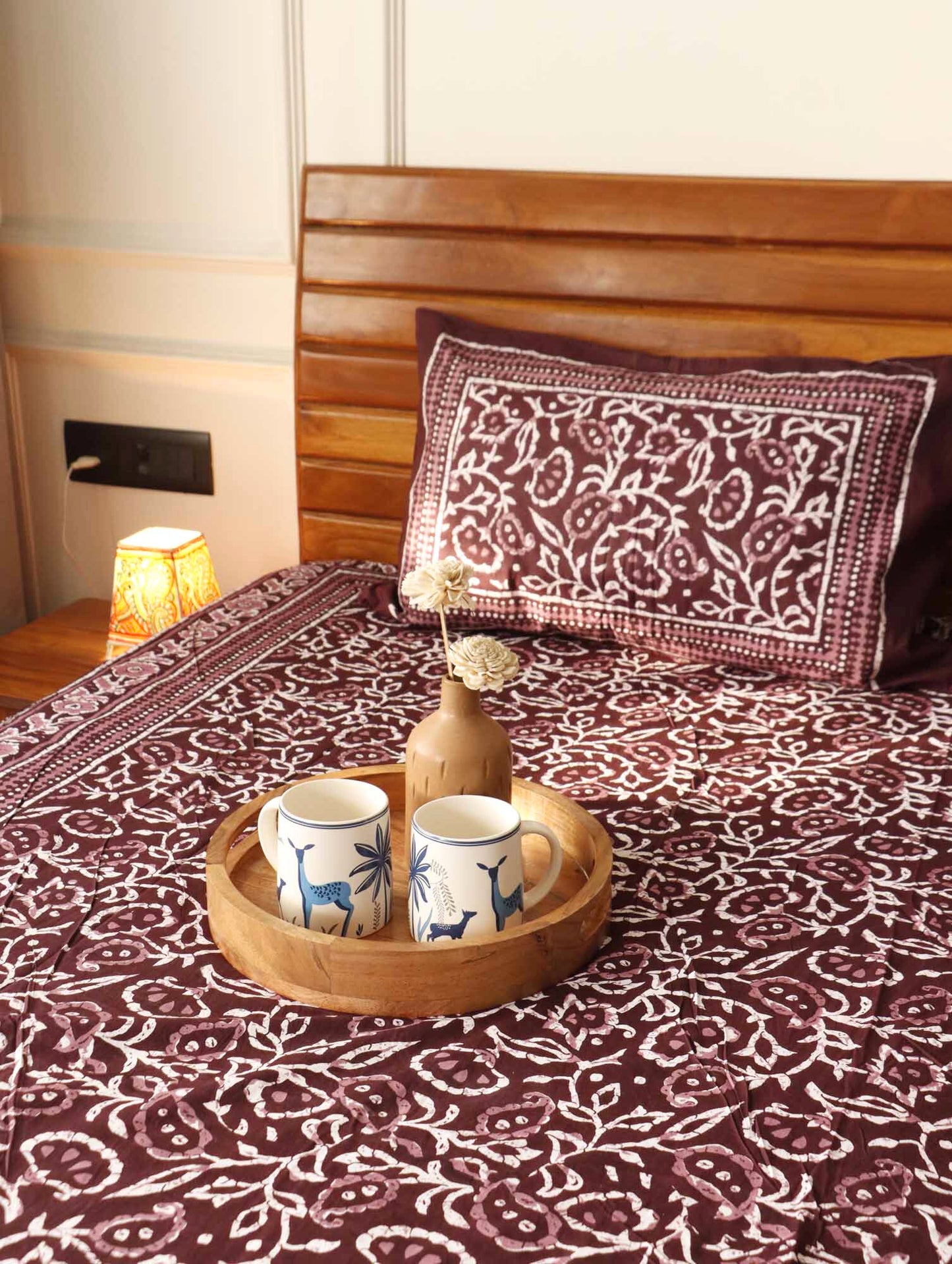 Dabu Purple – Flat I Fitted Bedsheet (90x108 Inches)