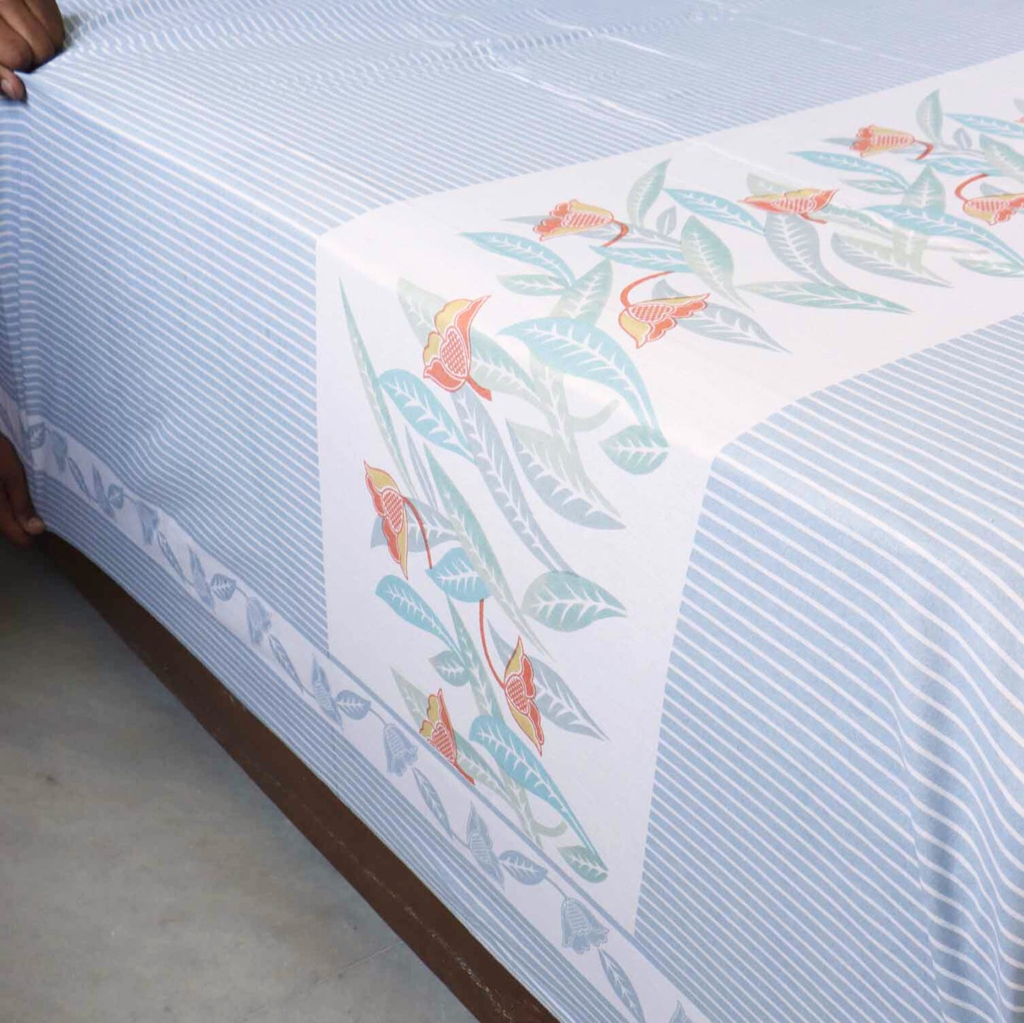 Sadagi Blue - Flat I Fitted Bedsheet (108x108 Inches)