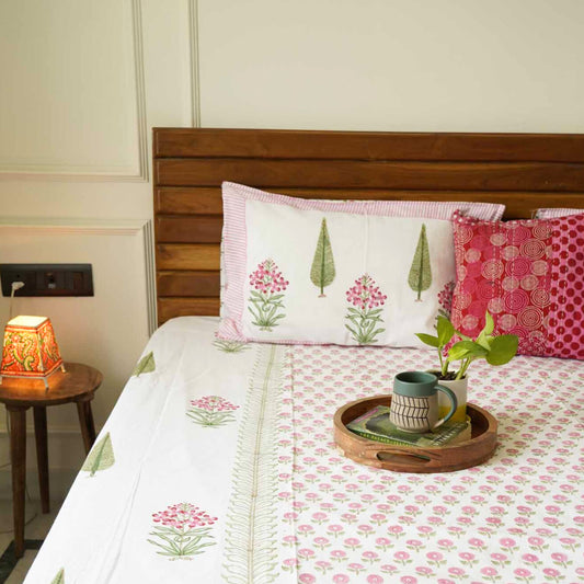 Asmi - Handblock Bedsheet (90x108 Inches)