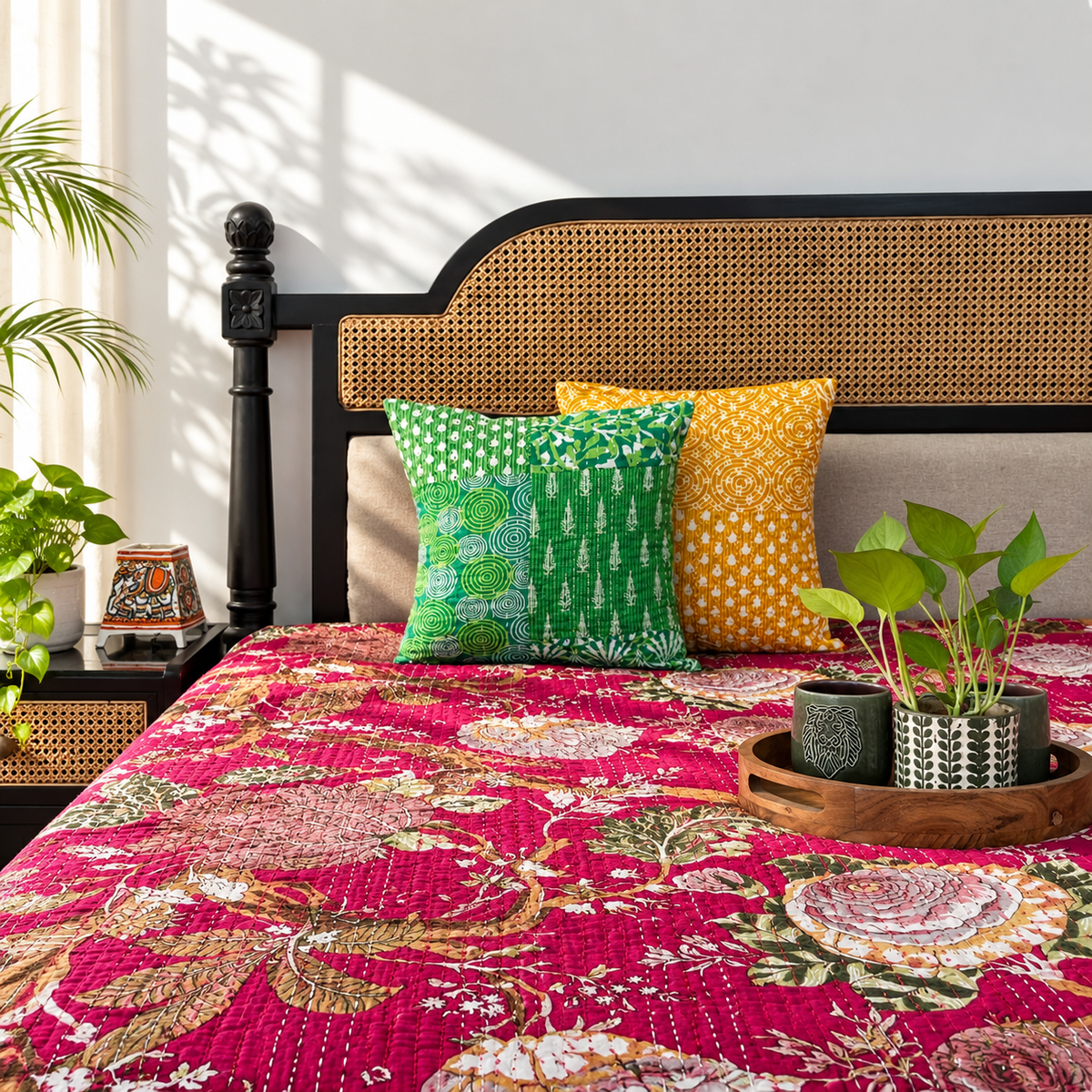 Phulwari - Kantha Stitch Bedcover