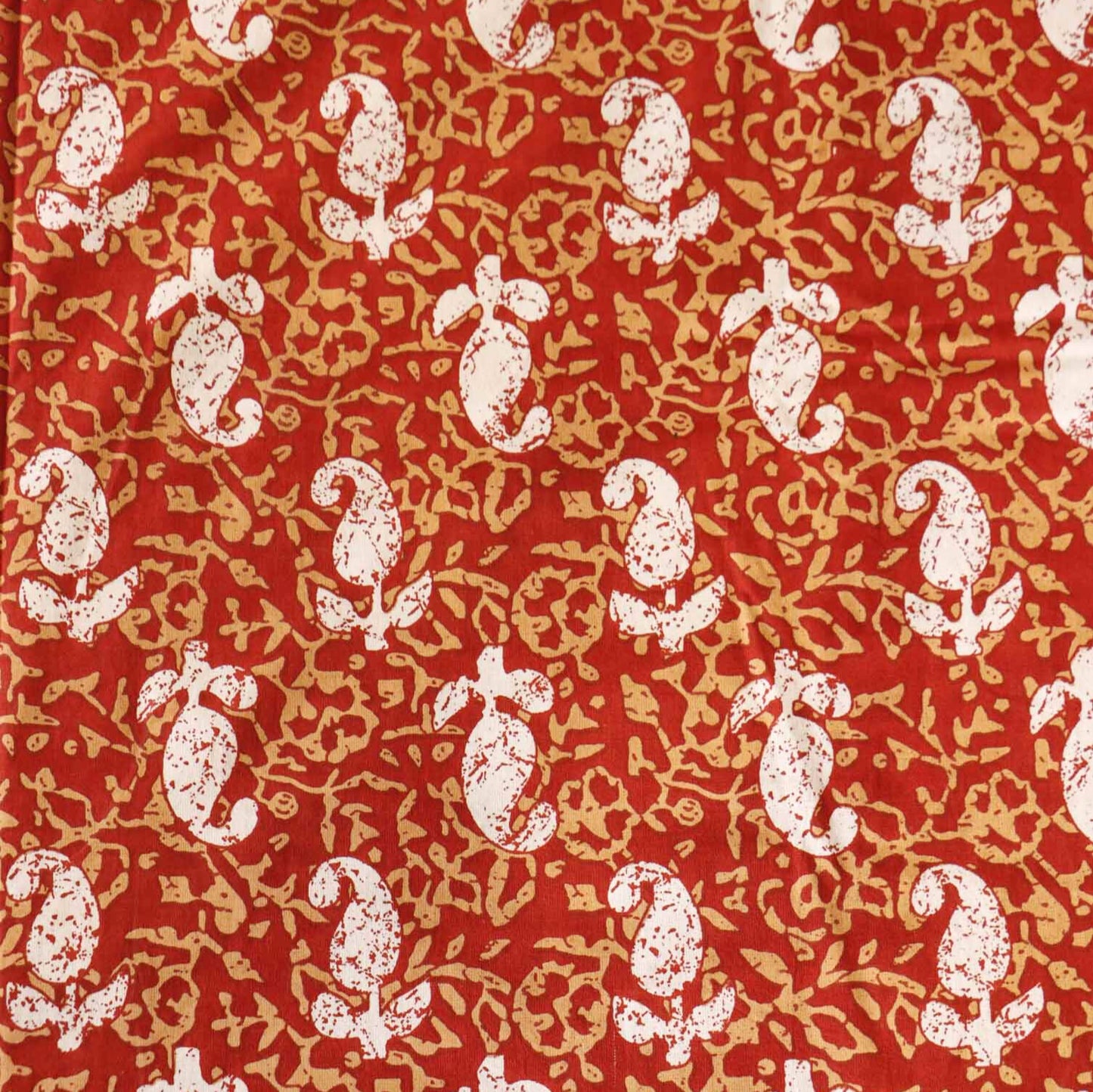 Dabu Orange – Flat I Fitted Bedsheet (90x108 Inches)