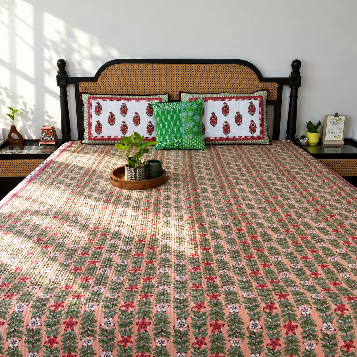Anarkali Peach  - Quilted and Reversible Bedcover I Comforter