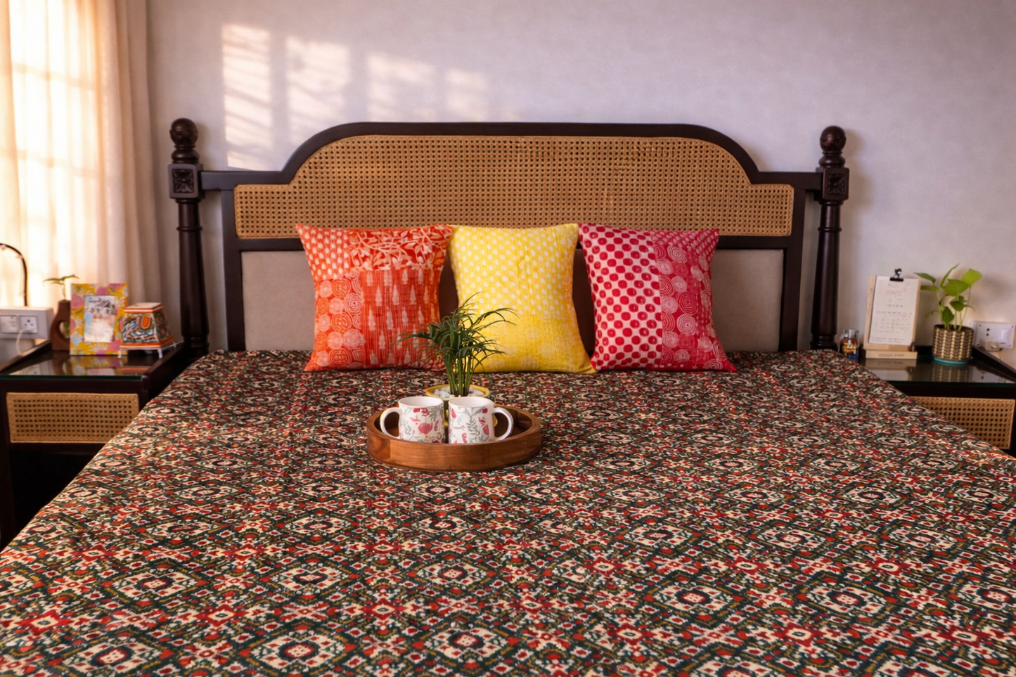 Ikkat Patola - Kantha Stitch Bedcover