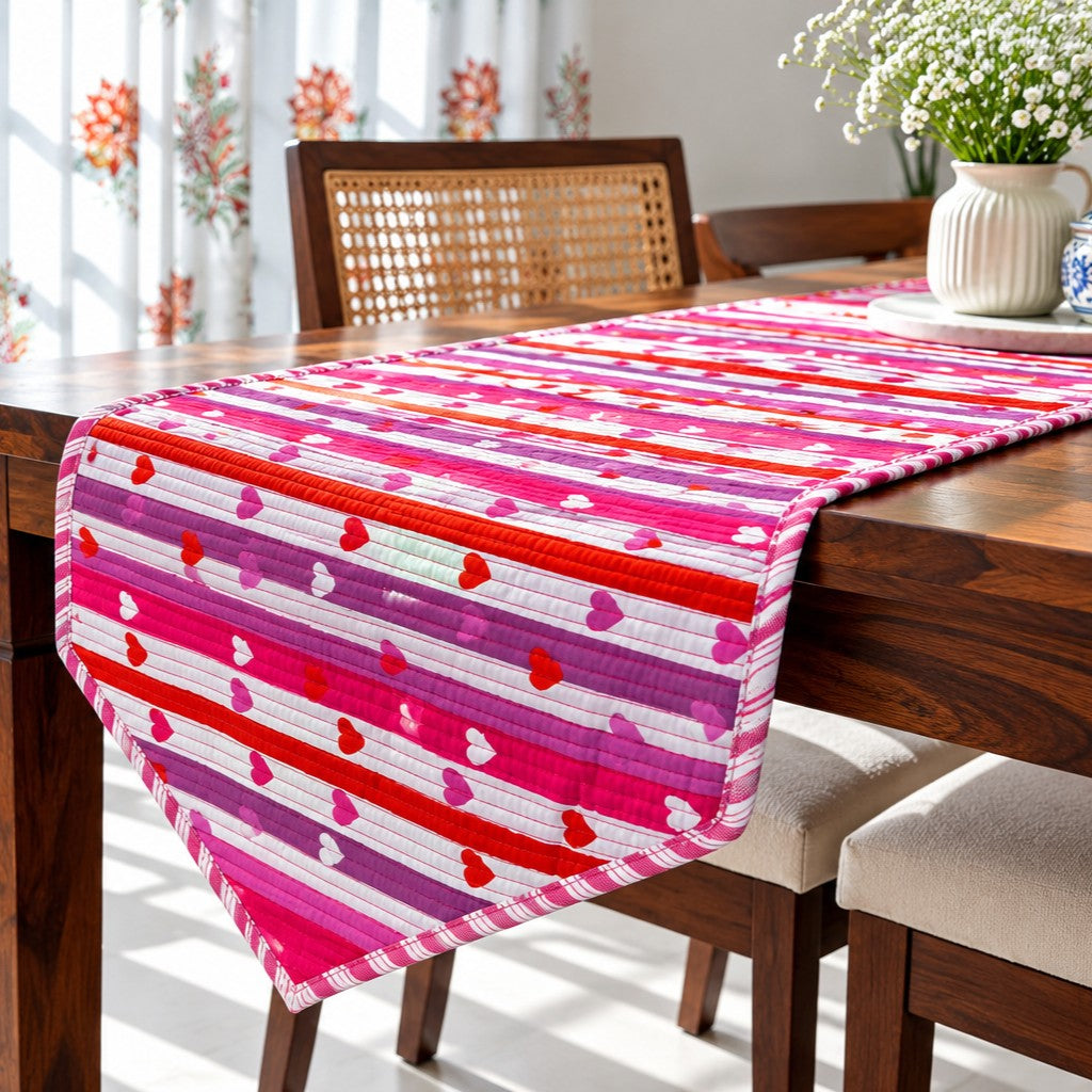 String of Hearts - Quilted Table Runner