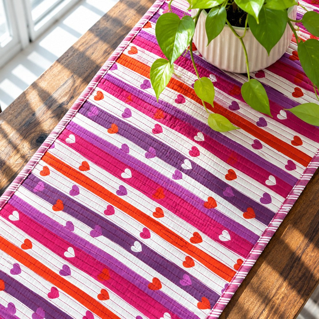 String of Hearts - Quilted Table Runner