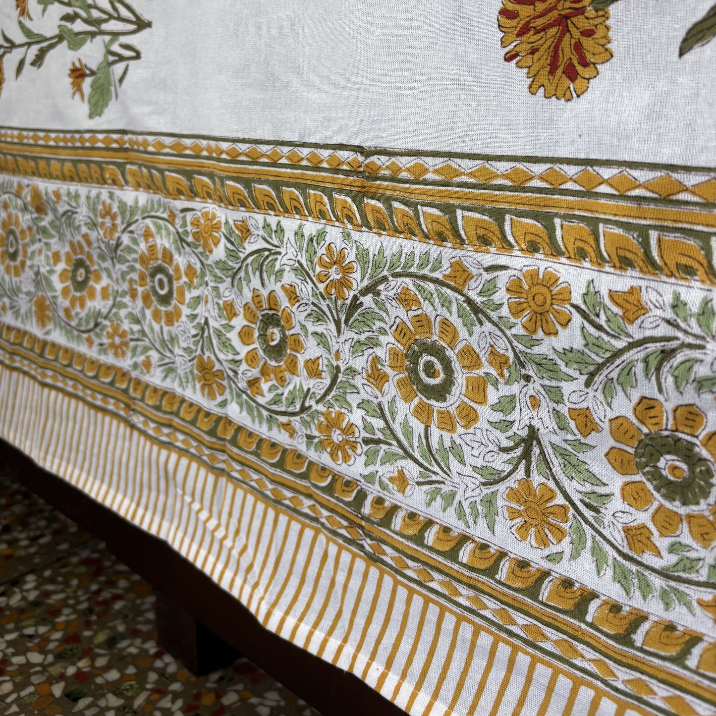 Marigold - Hand block Bedsheet (108x108 Inches)