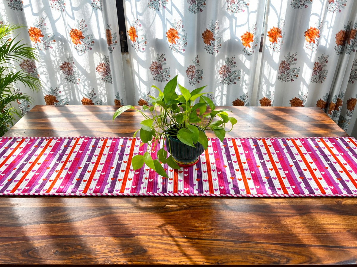 String of Hearts - Quilted Table Runner