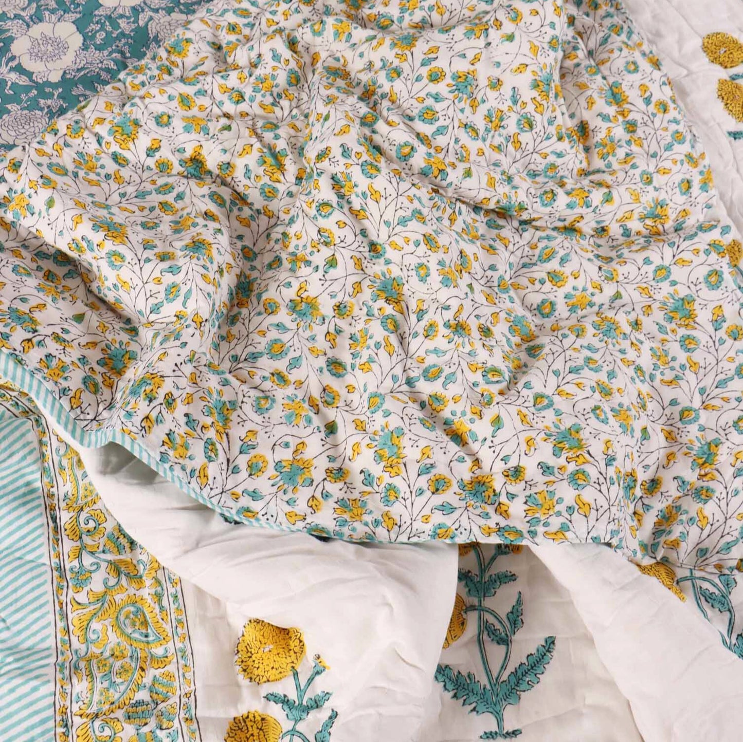 Genda - Handblock Single Bed Quilt