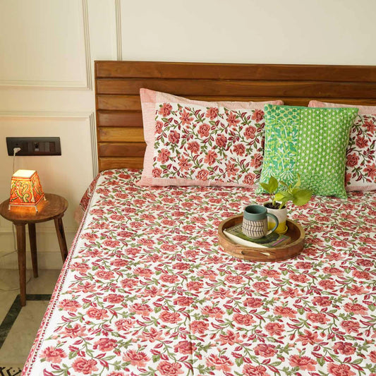 Gudhal - Hand block Bedsheet (100x108 Inches)