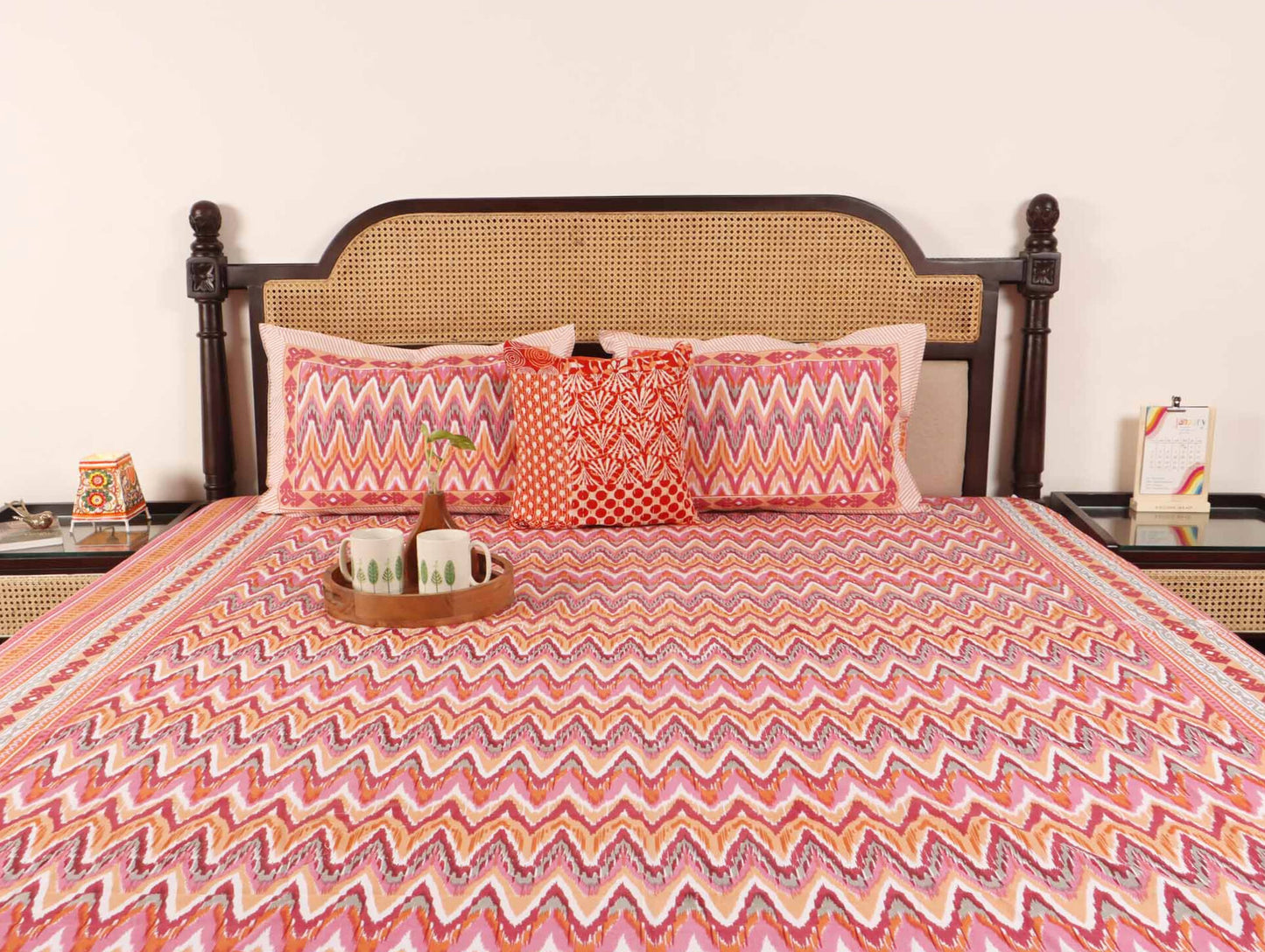 Niyati Pink - Flat I Fitted Bedsheet (90x108 Inches)