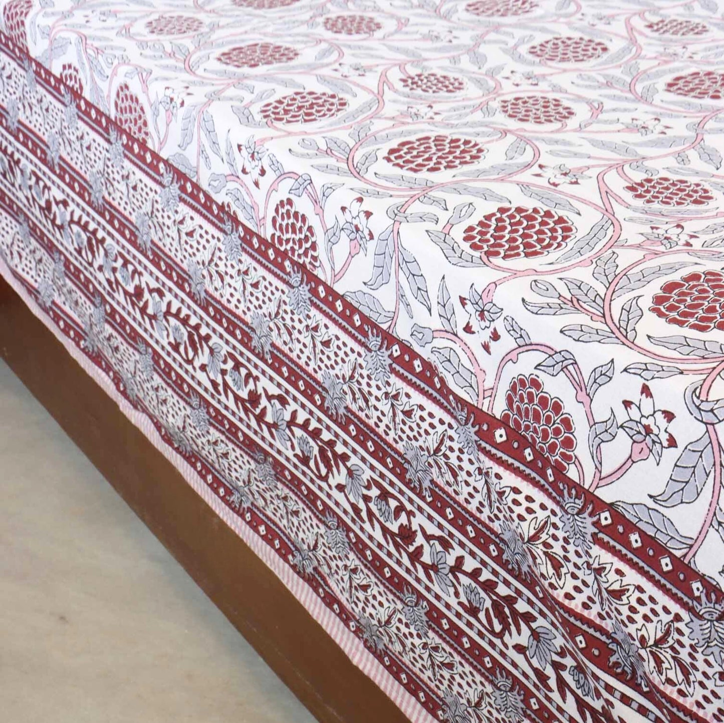 Anaar Red - Flat I Fitted Bedsheet (108x108 Inches)