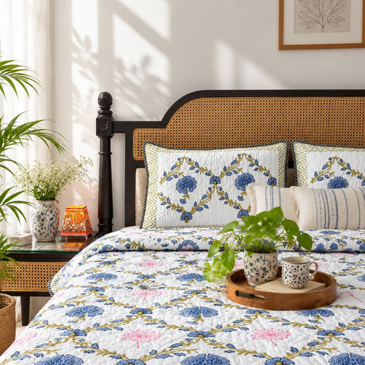 Handblock printed bedcover design