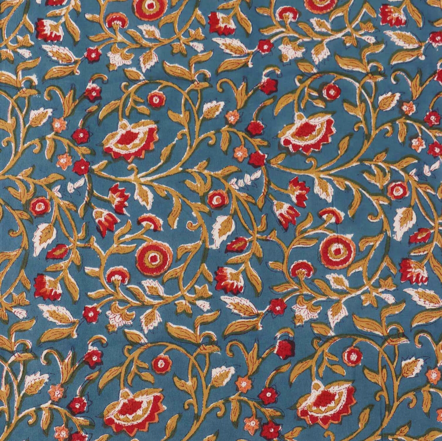 Hand block Kalamkari Blue Rangoon (108x108 Inches)