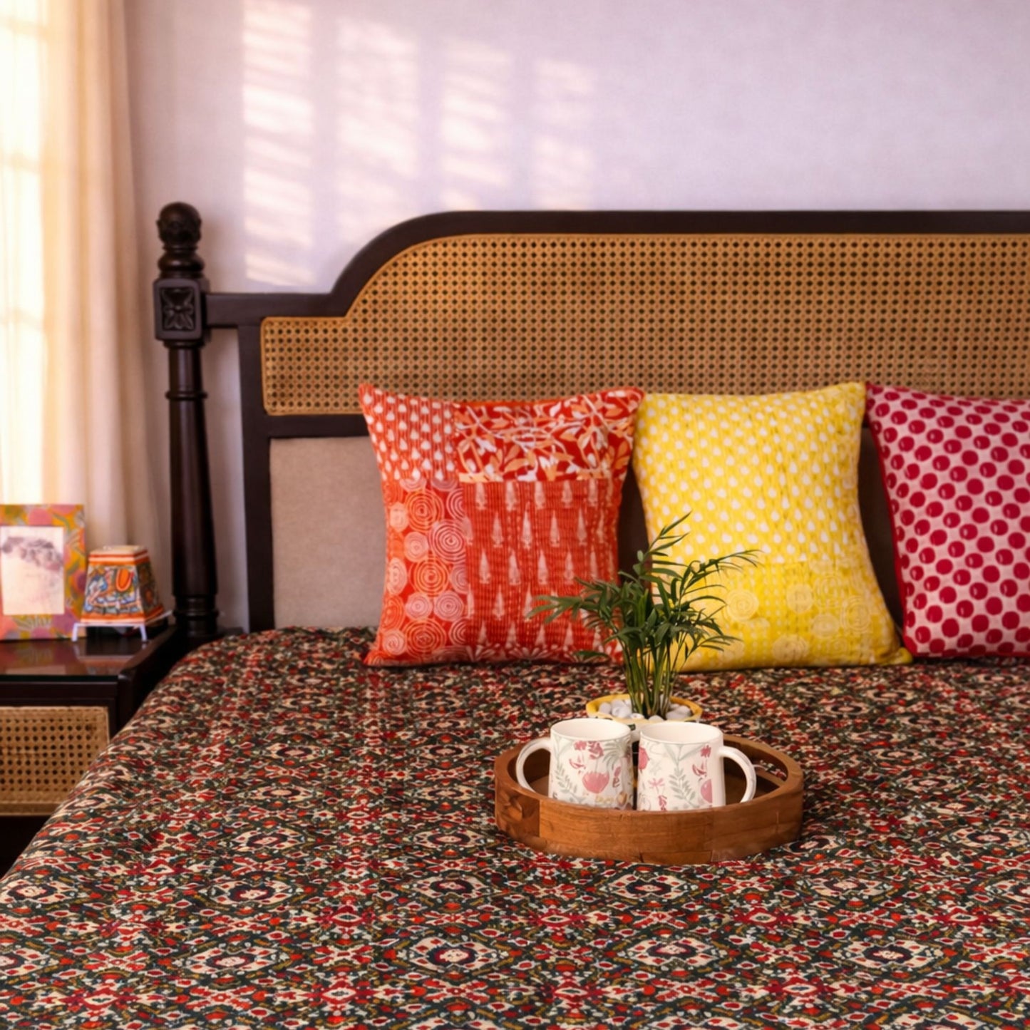 Ikkat Patola - Kantha Stitch Bedcover