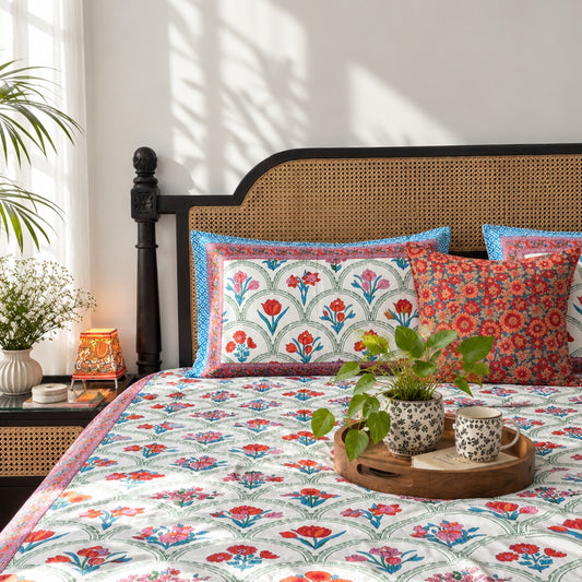 Ambarsariya - Red - Flat I Fitted Bedsheet (90x108 Inches)
