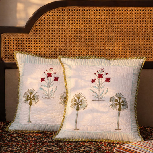 Pankhuri - Quilted Handblock Cushion Cover