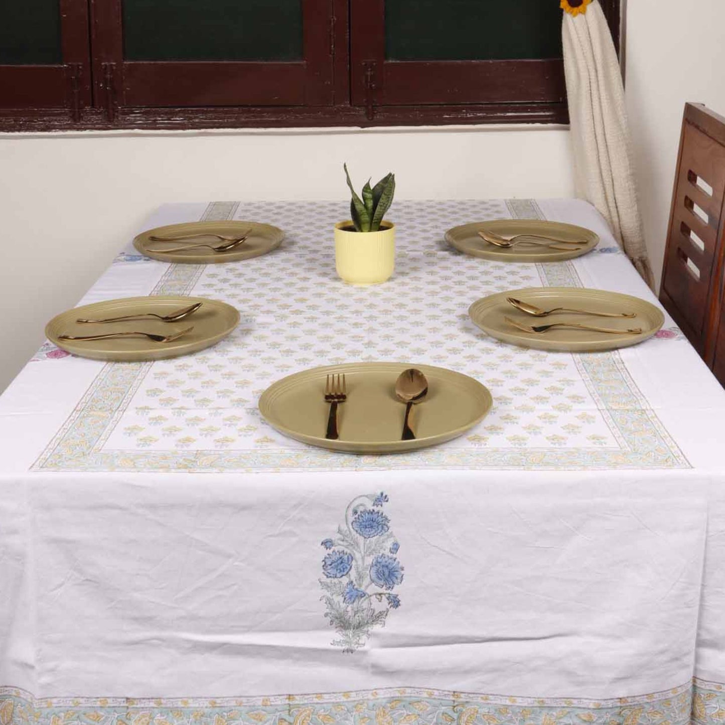 Phool Bahar - Hand Block Six & Eight Seater Dining Table Cover
