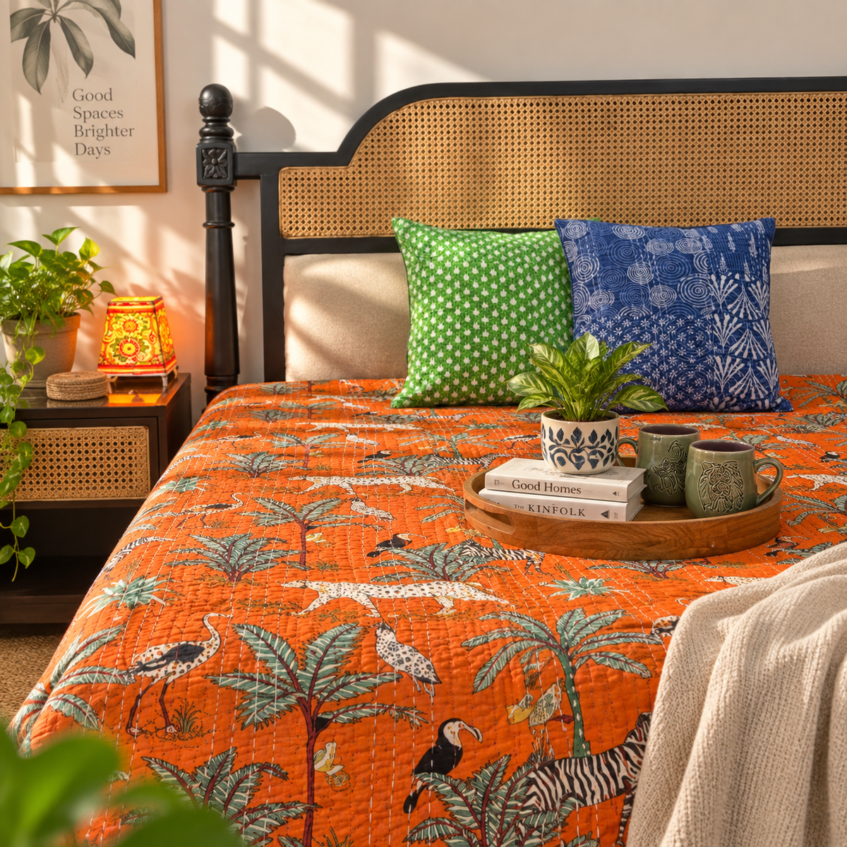 Jungle Safari - Kantha Stitch Bedcover