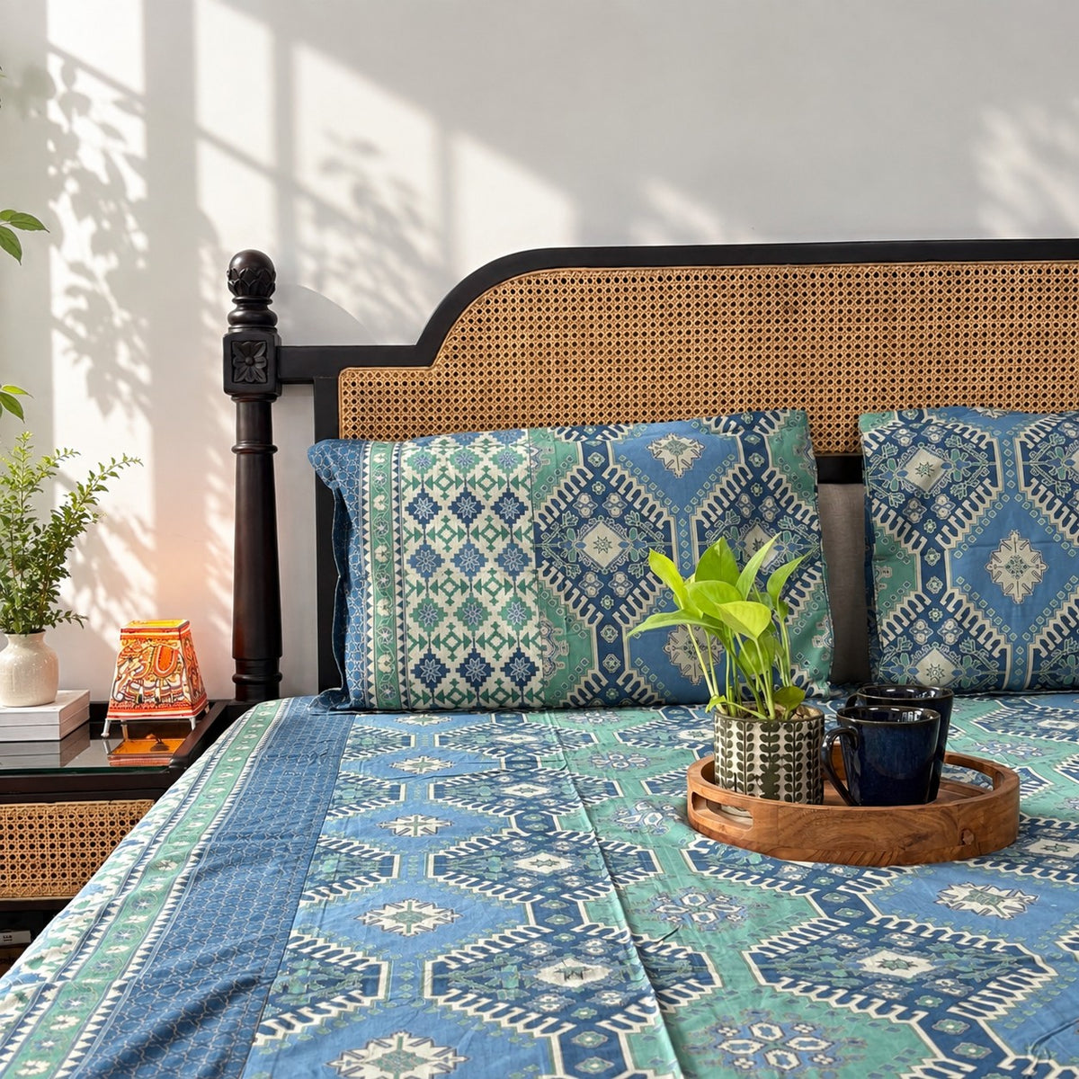 Festive Gold Edition - Blue Bedsheet (108x108 Inches)