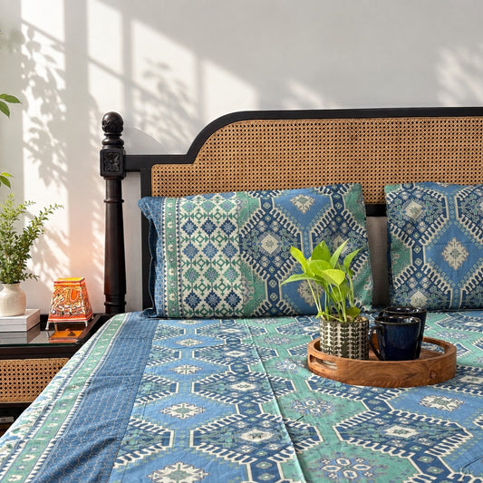 Festive Gold Edition - Blue Bedsheet (108x108 Inches)