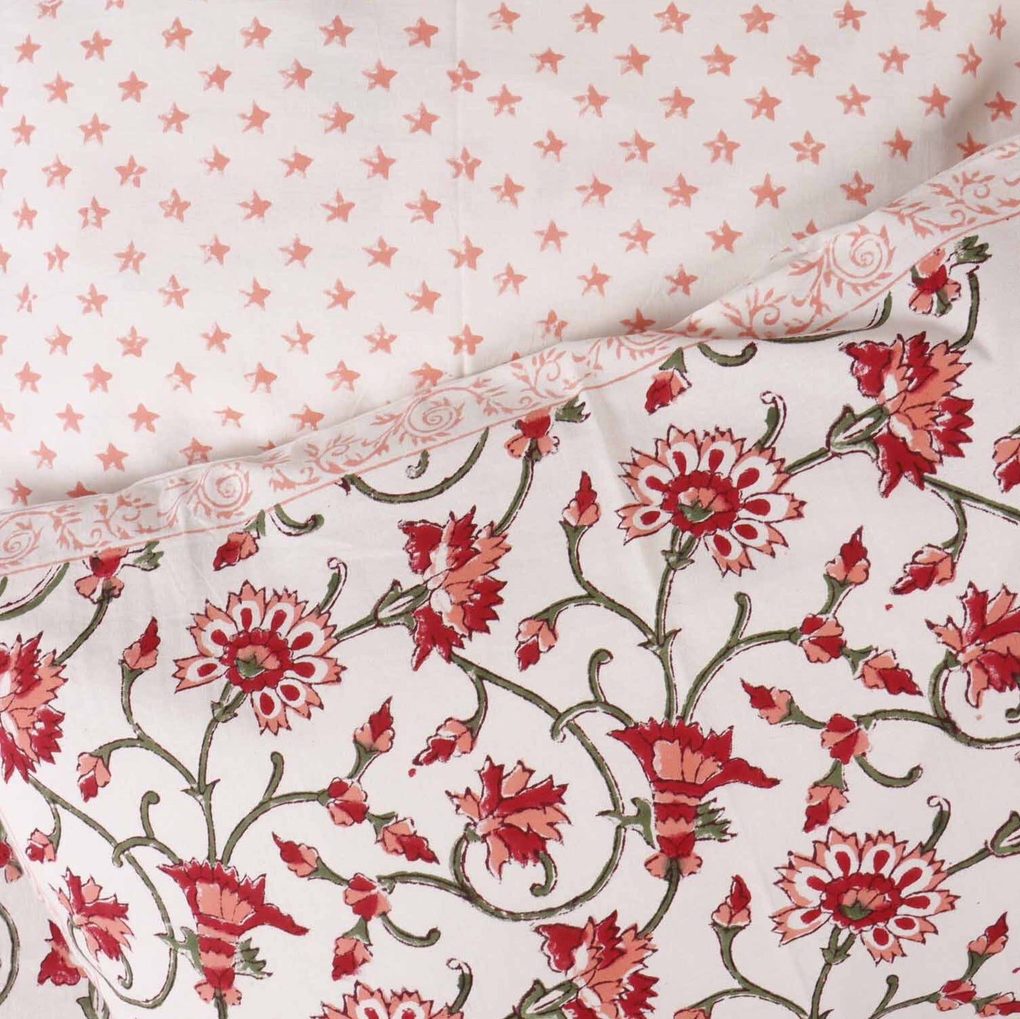 Laal Jaal - Handblock Bedsheet ( 90x108 Inches)