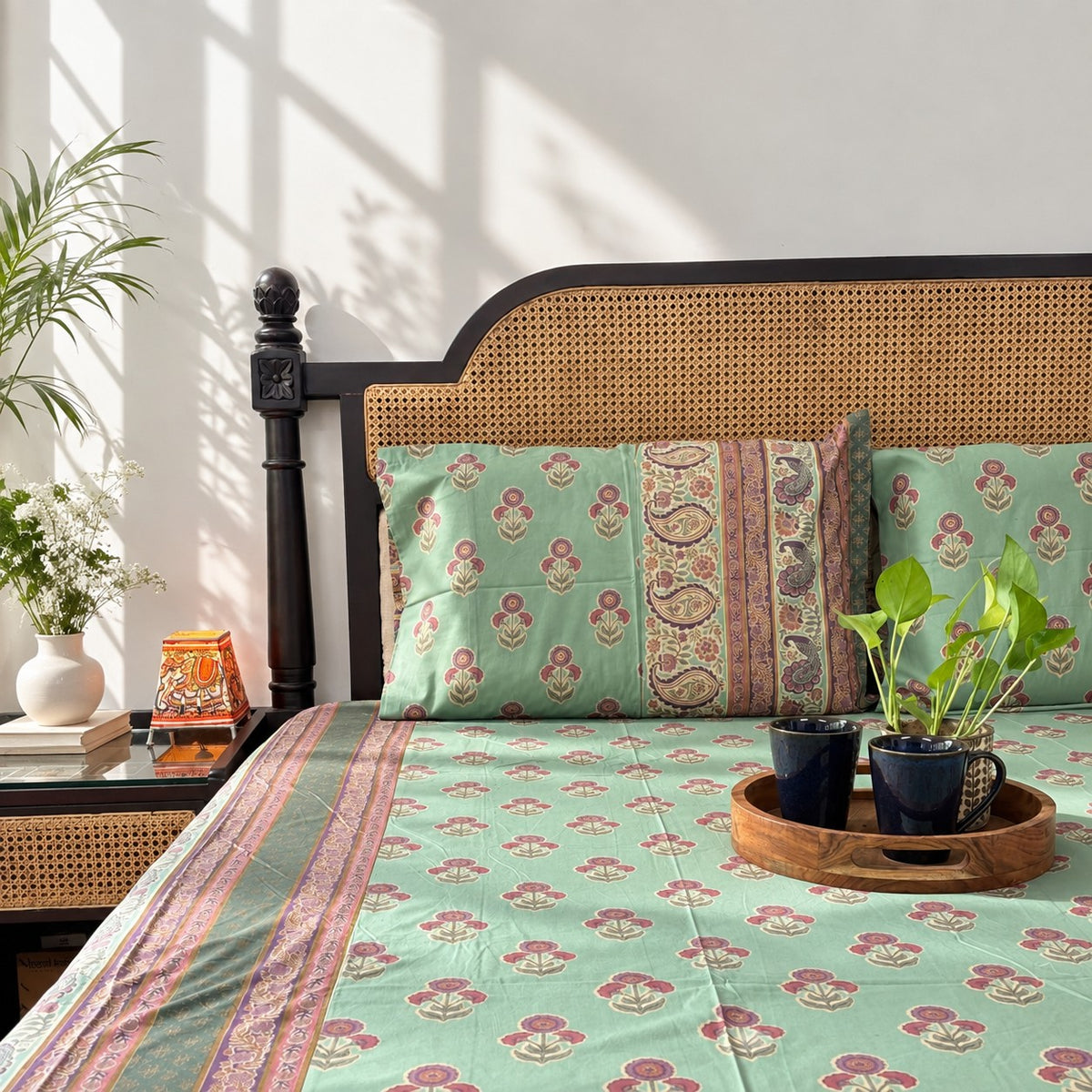 Festive Gold Edition - Green Bedsheet (108x108 Inches)