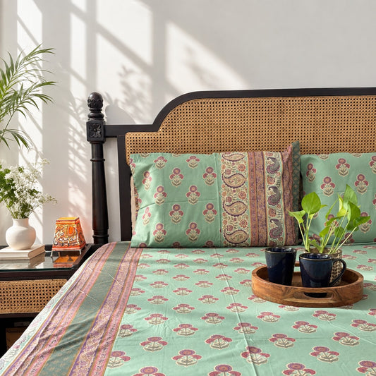 Festive Gold Edition - Green Bedsheet (108x108 Inches)