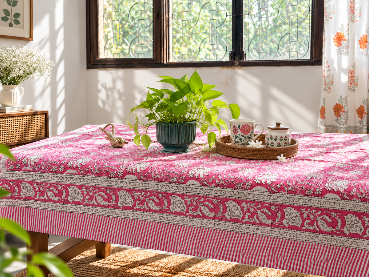 Gulabi - Hand Block Printed Center Table Cover