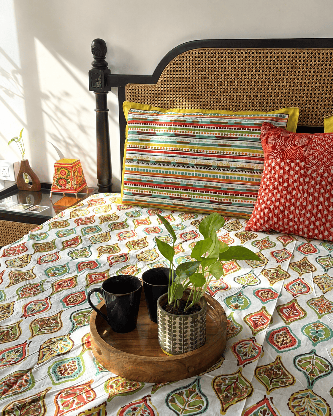 Candy Orange - Flat I Fitted Bedsheet (108x108 Inches)